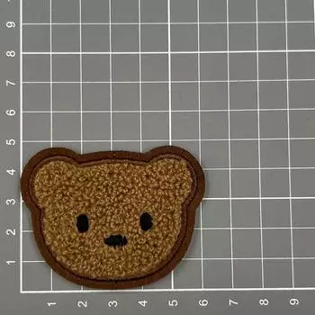 Мультяшное полотенце, вышивка, ремесло, голова медведя, вышивка, наклейка на ткань, аксессуары для одежды, нашивка, вышитая этикетка Dark Brown Bear Head (Small) 1D8-3