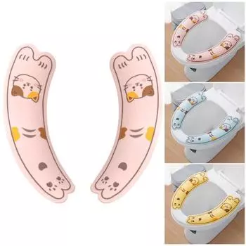 Мультяшное сиденье для унитаза, моющийся чехол, клейкий удобный мягкий универсальный чехол для унитаза, украшения синий