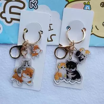 Мультяшное животное акриловый брелок милый мультяшный кулон с кошкой прозрачный двухсторонний кулон с кошкой брелок студенческие подарки
