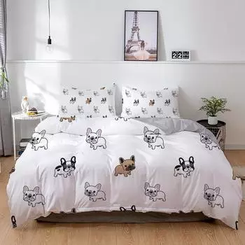 Мультяшное животное бульдогЩенок милое детское одеяло Durex Full Twin King Size3 шт. пододеяльник комплект постельного белья покрывало 200x200 240x220