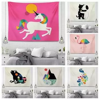 Мультяшное животное Простая подвесная ткань для украшения стен дома Гобелен для офиса Гостиная Гобелен 100x75cm