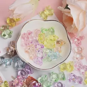 Мультяшные 40 шт. прозрачные бусины Arcylic милые для изготовления ювелирных изделий своими руками фурнитура модные бусины в виде кролика и медведя Rabbit