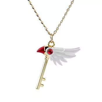 Мультяшные Аниме Ожерелья Card Captor Sakura Брелок Cardcaptor Sakura Clow Шарм Подвеска Киномото Печать Посох Заявление Подарок