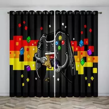 Мультяшные блоки, игровой геймпад, переключатель, оконные шторы, жалюзи для гостиной, спальни, ванной комнаты, кухни, двери, домашний декор W65X60H(cm)X2Pcs&Hook