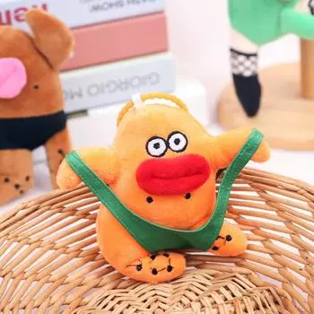 Мультяшные большие глаза плюшевые кулон мех смешная кукла брелок милый сосисочный рот плюшевый брелок дети белый