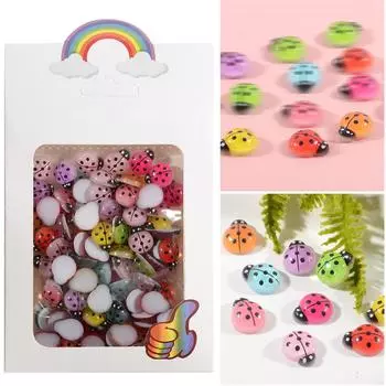 Мультяшные божьи коровки, подвески для ногтей, подвески для ногтей в виде милых насекомых, разноцветные украшения для акриловых ногтей S