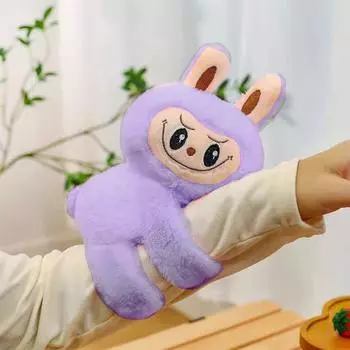 Мультяшные браслеты-хлопушки с животными Лабубу, плюшевые браслеты-хлопушки, мягкие обнимашки, игрушка-хлопушка, животный браслет, интерактивная игрушка фиолетовый