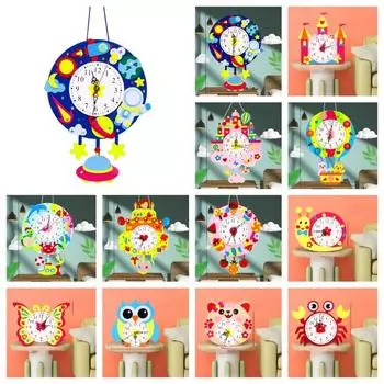 Мультяшные часы DIY часы игрушки DIY головоломка время учебное пособие познавательные часы игрушки детские игрушки DIY C