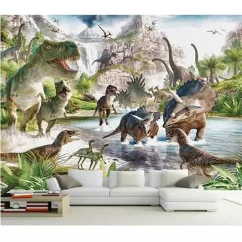 Мультяшные детские обои 3D стерео динозавр мир настенная роспись детская спальня фон обои 200 cm(W) x 140 cm(H)