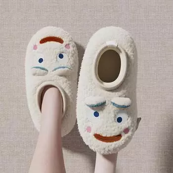 Мультяшные хлопковые тапочки для женщин, зимняя сумка и теплые домашние тапочки на толстой подошве для пар 36 синий