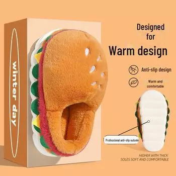 Мультяшные хлопковые тапочки с плюшем для женщин и мужчин - нескользящая, теплая зимняя обувь Whale, 36-37 inner length 23.5CM