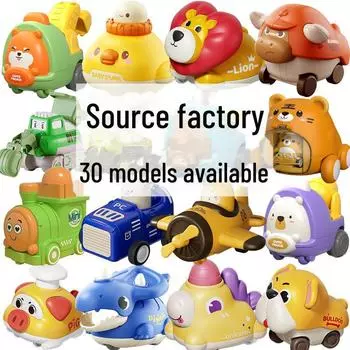 Мультяшные игрушечные машинки для детей: Инженерные машины «Медведь и маленькая желтая курица» Sliding Engineering Vehicle зелёный