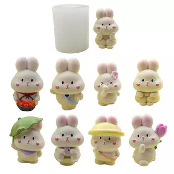 Мультяшные кролики силиконовые формы ремесла орнамент штукатурка формы ручной работы ароматизированные свечи инструменты для украшения дома F