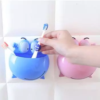 Мультяшные лягушки держатель зубной щетки настенное крепление присоска подставка для хранения зубной пасты контейнер для зубных щеток кухонный органайзер для ванной комнаты синий