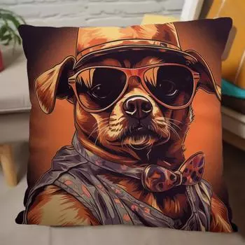 Мультяшные милые домашние собаки с ковбойским узором, наволочки, полиэстеровые наволочки, наволочки, диван, домашний декор, 17,7x17,7 дюйма, двухсторонний дизайн CC2PS454510C14