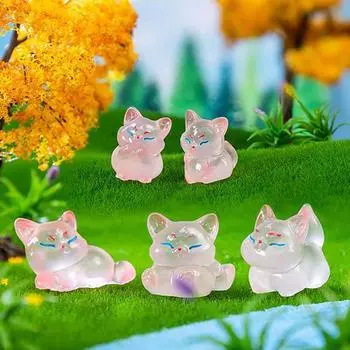 Мультяшные милые мини-светящиеся маленькие лисички, микроукрашения, миниатюрные фигурки, креативные украшения для дома своими руками, аксессуары, подарки A2