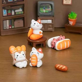 Мультяшные милые миниатюрные фигурки креативный хлеб котенок модель украшения дома аксессуары детские подарки своими руками микро ландшафтный орнамент