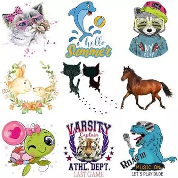 Мультяшные милые нашивки с животными на одежде, сделай сам, теплопередача, наклейки для одежды, железная нашивка для футболки, джинсов, наклейка, аппликация 20x22.4cm