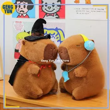 Мультяшные милые наушники Capybara Magic Capybara Plush Doll 35/45/65 см Животные Плюшевые игрушки Мягкие куклы Дети День рождения Рождество Подарки 35cm