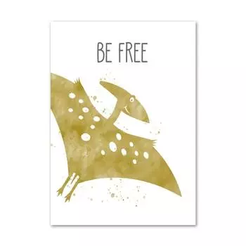 Мультяшные милые постеры с динозаврами Животные Детская скандинавский постер Настенное искусство Холст Живопись Домашний декор Детская комната Украшение 21cm30cm NoFrame