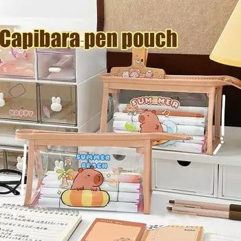 Мультяшные милые прозрачные пеналы большой емкости пенал треугольная косметичка канцелярские принадлежности для офиса студенческие подарки