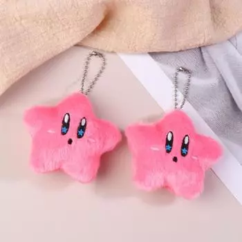 Мультяшные милые розовые плюшевые куклы в форме звезды Кирби, игрушки, пищащие брелки, подвески, милые украшения для сумок, девчачьи аксессуары в форме сердца, подарки розовый