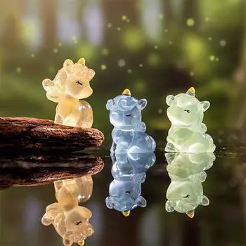 Мультяшные миниатюрные единороги, статуэтки, украшения для дома, украшения для дома своими руками, милые кавайные светящиеся единороги, куклы, подарки