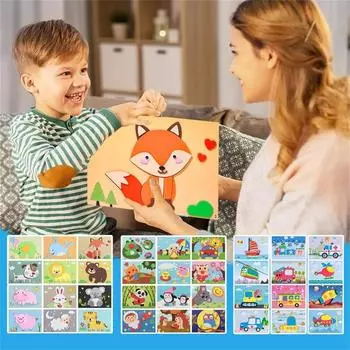 Мультяшные наклейки EVA, игрушки, сделай сам, детские наклейки с животными, 3D-игра-головоломка, наклейки с рисунками из мультфильмов, обучающие игрушки для детей