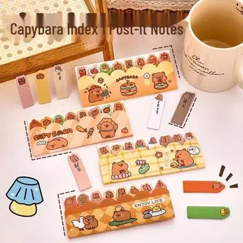 Мультяшные наклейки-липучки для студентов Capybara - милые наклейки-маркеры 12.5*5.3 cm