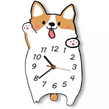 Мультяшные настенные часы, бесшумные, не тикающие, безрамные, настенные часы, любитель собак, домашний декор, портрет собаки корги, памятный подарок