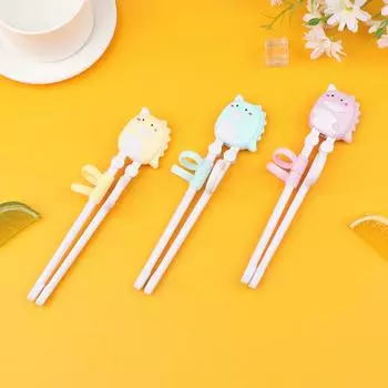 Мультяшные обучающие палочки для еды BPA Free для детей с динозаврами, нескользящие палочки для еды для суши, для детей, милая посуда, инструмент для еды розовый