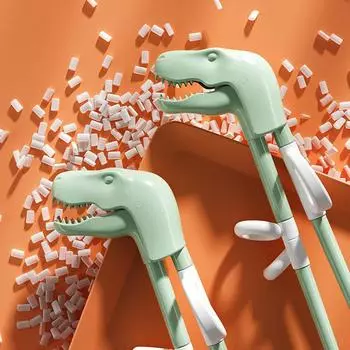 Мультяшные обучающие палочки для еды, не содержащие бисфенол-А, детские нескользящие палочки для еды с динозаврами, суши, детские милые столовые приборы, инструмент для еды зелёный