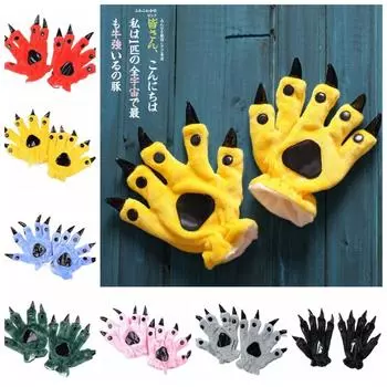 Мультяшные перчатки с лапами животных, согревающие перчатки с динозаврами, перчатки кигурумис с животными, Хэллоуин no.9