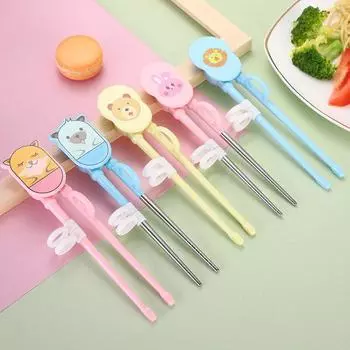 Мультяшные пластиковые простые в использовании тренировочные палочки для еды с силиконовым кольцом на палец для малышей, детей, взрослых и начинающих
