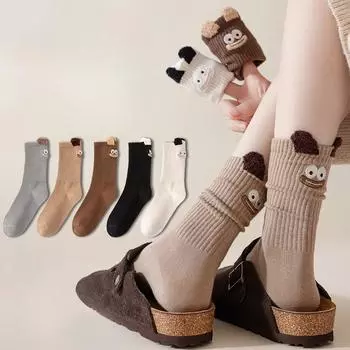 Мультяшные плюшевые трехмерные женские носки Майяра, повседневные, впитывающие пот, забавные носки One size белый