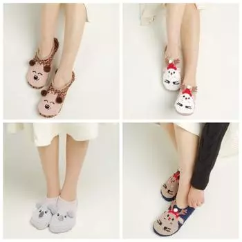 Мультяшные противоскользящие носки для пола Олень Рождественские домашние носки Кавайные носки для сна Подарки Style 2