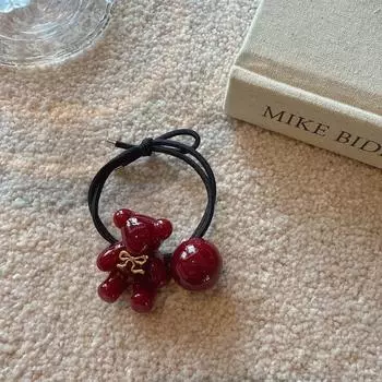 Мультяшные резинки для волос с бантиком в виде медведя, милые и нежные резинки для волос для хвостиков и пучков