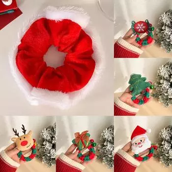 Мультяшные рождественские эластичные резинки для волос милый Санта-Клаус рождественская елка высокий хвост веревка для волос милые аксессуары для волос подарки