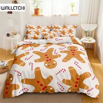 Мультяшные рождественские комплекты постельного белья, набор пододеяльников с пряничным человечком, современный модный домашний текстиль, цветочное постельное белье для дропшиппинга EU single(135x200cm)