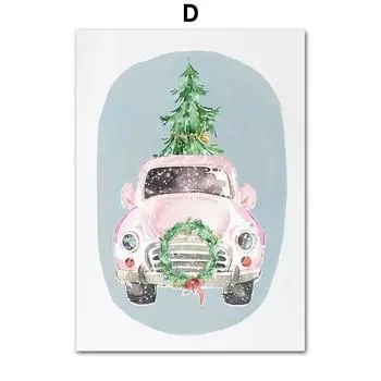 Мультяшные Рождественские Праздничные Шары на Елку Носок Снеговик Автомобиль Настенное Искусство Холст Живопись Постеры и Принты Настенные Картины Декор Детской Комнаты 21cm30cm NoFrame