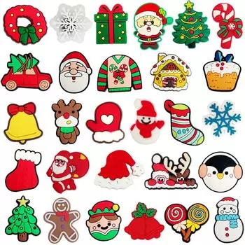 Мультяшные рождественские украшения для обуви для сабо Bubble Slides Sandals Украшения для обуви из ПВХ Аксессуары для подростков 12pcs