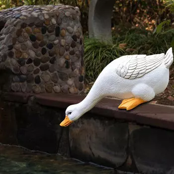 Мультяшные садовые статуи утки, ручная роспись, художественные фигурки животных, стоящие на лужайке, на открытом воздухе, в помещении, дома Small_S