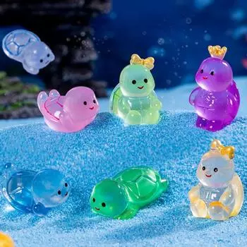 Мультяшные светящиеся черепахи Миниатюры Пейзажные фигурки Милые маленькие украшения Кавайные настольные украшения Украшения для дома своими руками Подарки