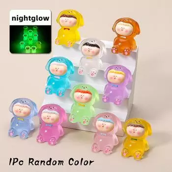 Мультяшные светящиеся фигурки собак Лилит, украшения для автомобилей, микроландшафтные украшения, светящиеся в темноте кукольные украшения, игрушки для рабочего стола