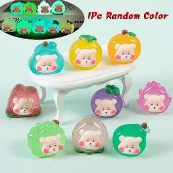 Мультяшные светящиеся фрукты медведь автомобиль украшения микро ландшафтные украшения кукольный домик декор игрушка светящаяся в темноте игрушка DIY настольный декор one size