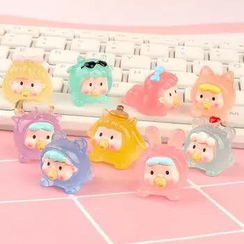 Мультяшные светящиеся украшения Kawaii Компьютерный монитор телевизора Лежащая кукла Украшения из смолы для поделок Интерьер автомобиля Микропейзаж 01