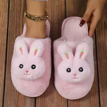 Мультяшные тапочки без застежек на мягкой подошве с закрытым носком, теплые домашние плюшевые удобные туфли 36-37 серый