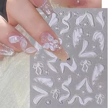 Мультяшные тисненные 5D наклейки для ногтей красочные узоры в форме сердца детские наклейки 02