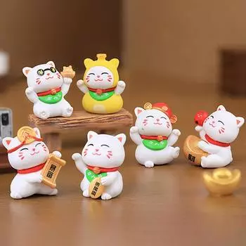 Мультяшные украшения Maneki Neko, фигурка животного, модель кошки-свиньи, Счастливое богатство, настольное украшение для автомобиля onesize