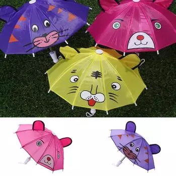 Мультяшные уши животных диаметр 30 см кукольный зонтик костюм игра детские кукольные аксессуары мини дождевик фиолетовый